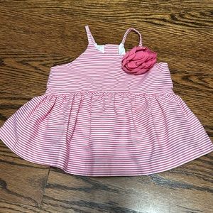Janie & Jack Pink Stripe Summer Halter Corsage Top